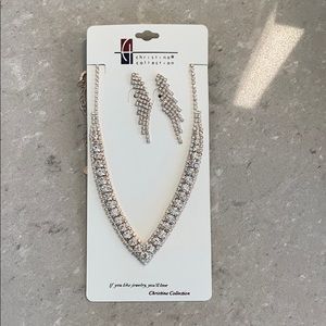 Rhinestone earring and necklace set